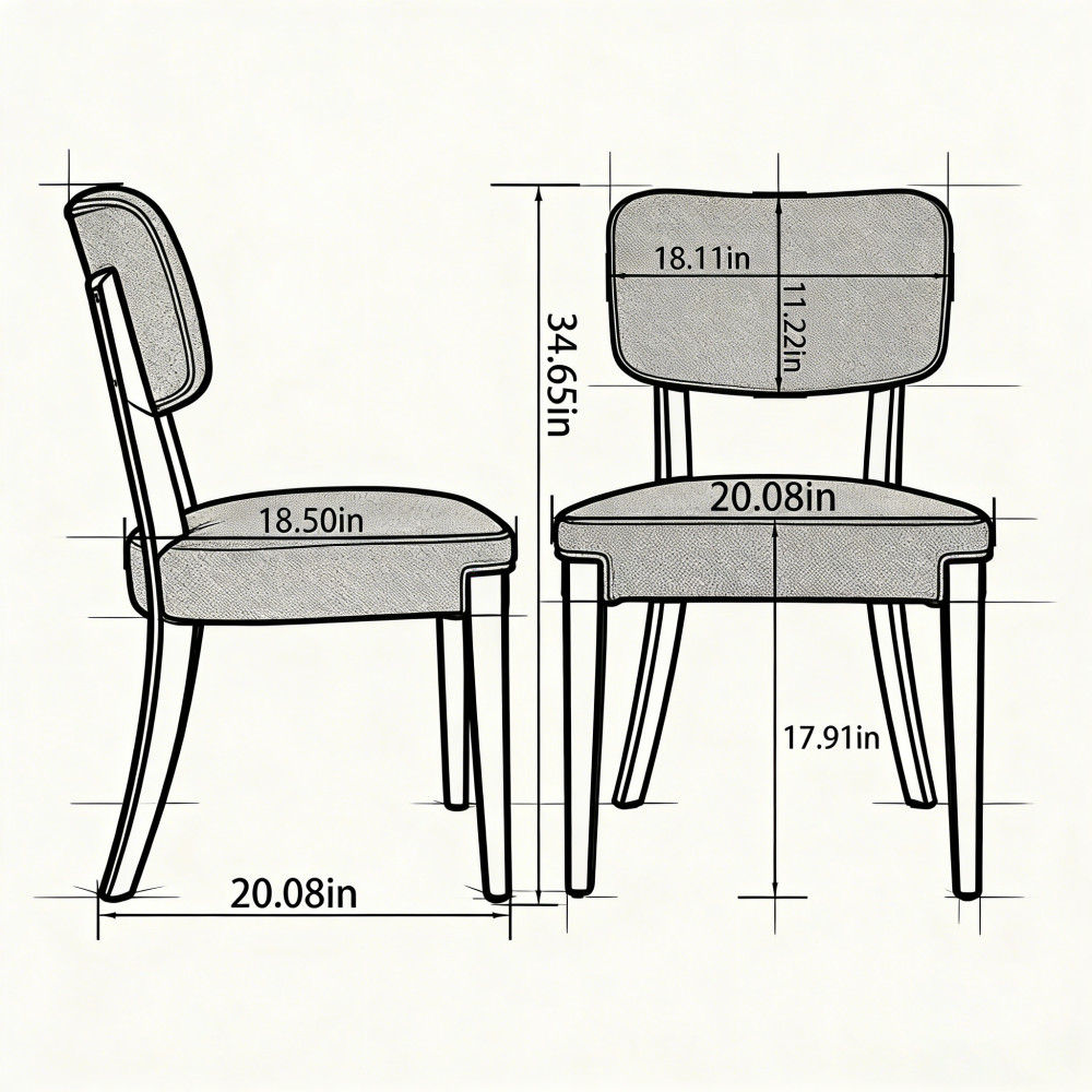 Modern Armless Dining Chairs Set of 2, Grey, Contemporary Side Chairs