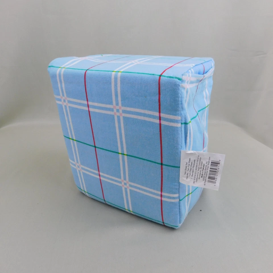 Juego de sábanas de franela de algodón de Navidad Wondershop - cuadros azules, dobles #C707 Foto 3 de 4