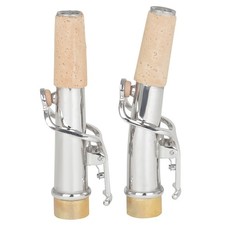 2PCS Brass Soprano Saxophone Neck Straight Neck & Curved Neck Sax Neck Silver