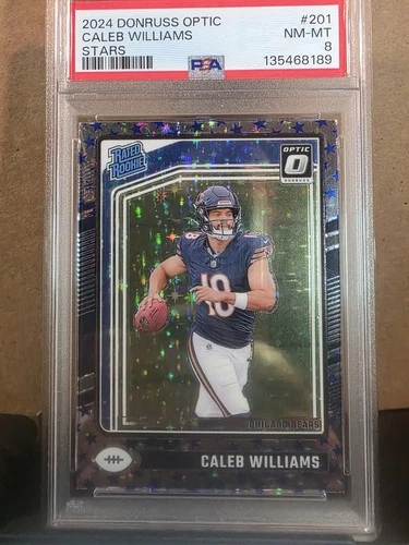 CALEB WILLIAMS 2024 DONRUSS OPTIC RATED ROOKIE STARS RC PSA 8 SP