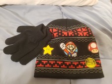 Mario Little Boys Hat And Glove Winter Set One Size Fits All NEW