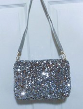 Silver Sequin Shoulder / Clutch Party / Special Occasion or Evening 10" Bag New