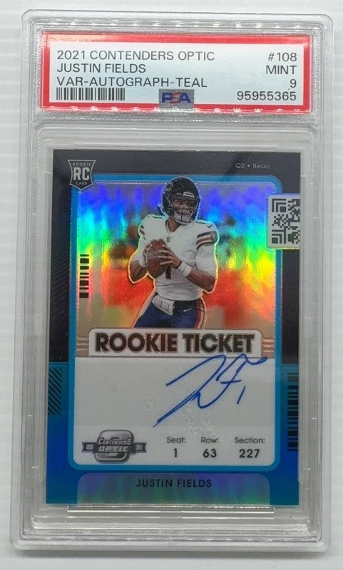 Justin Fields Panini Contenders Optic #108 Variation-Autograph-Teal