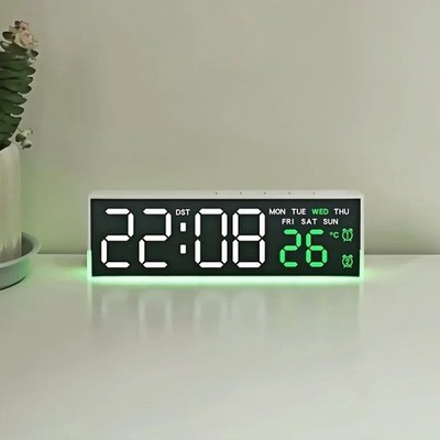 Digital Alarm Clock with Mood Light TEMP Date Week 2 Alarms Auto Dimmable Snooze