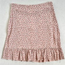 Brandy Melville Pink Floral Cara Skirt One Size Women  s Sz Small Ruffled Mini