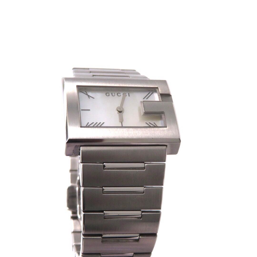 GUCCI 100L G Rectangular Watch White Shell Dial T… - image 9