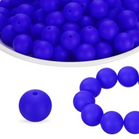 40 StüCk Silikonperlen 15Mm Silikonperlen GroßPackung FüR Stifte Runde Tiefblau