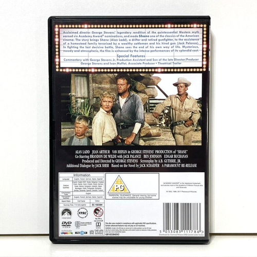 Shane DVD Movie Classic 1952 American Western Film with Alan Ladd & Van Heflin - Picture 2 of 4