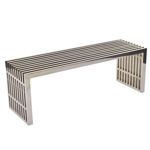 Modway Gridiron Medium Stainless Steel Bench in Silver - Picture 4 of 5