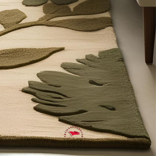 Tree pattern Brown& Grey Hand-Tufted Best Quality Wool Area Rug Carpet for Home - Picture 2 of 3