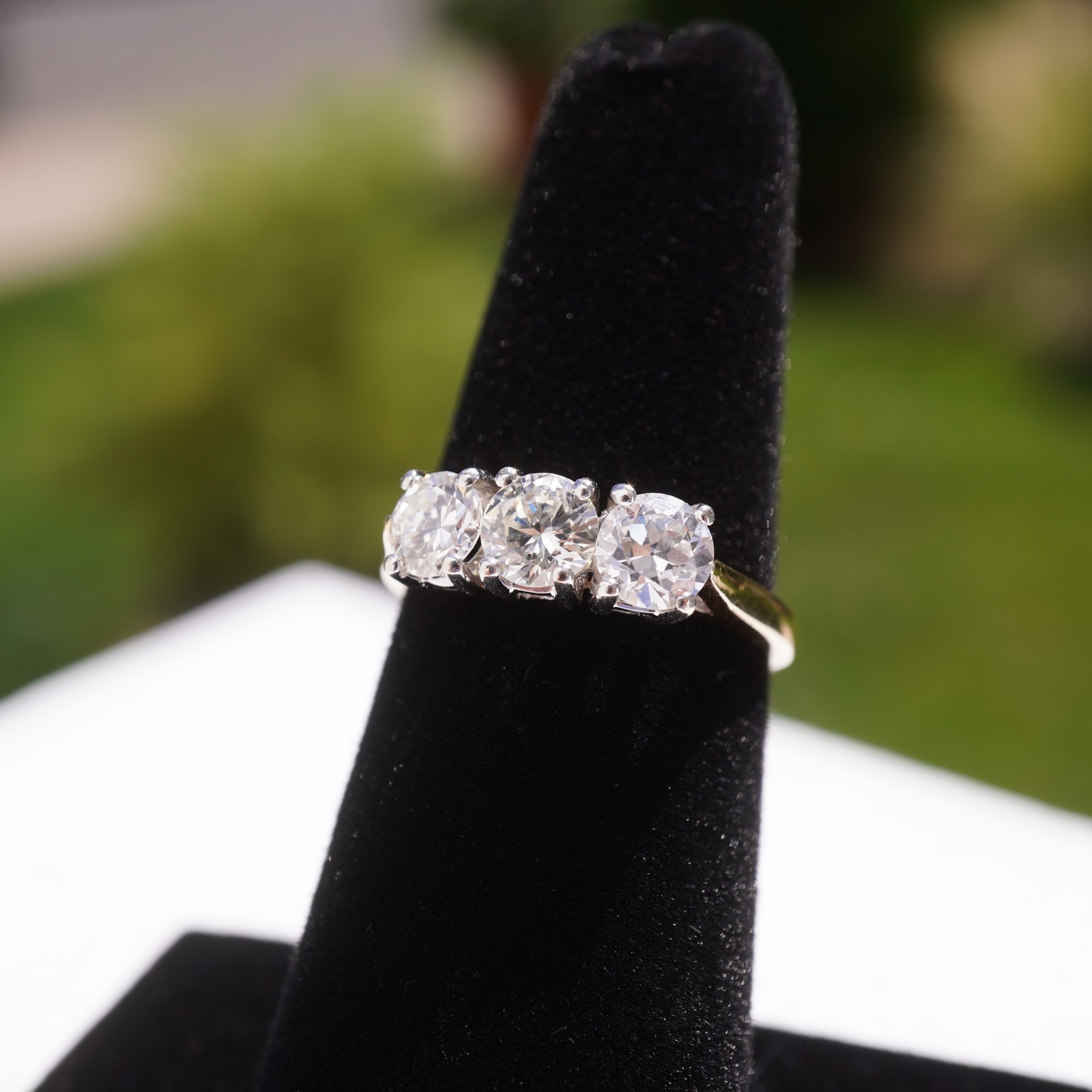 Dazzling 14k Two Tone Solid Gold Diamond Ring - F… - image 1