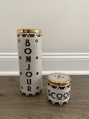 Anthropologie Bistro Tile Bonjour Canister and Scoop Du Jour