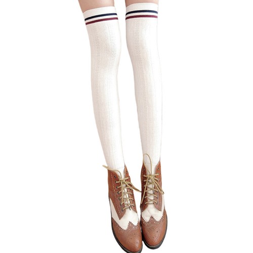 Girls Ladies Women Thigh High Over the Knee Socks Extra Long Striped Stockings - - Picture 14 of 29