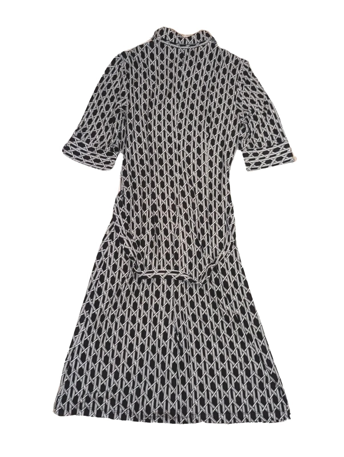 Laundry by Shelli Segal Black White Geometric Print Knee Length Dress