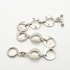 Sterling Silver Circle Washer Link Toggle Bracelet Hardware