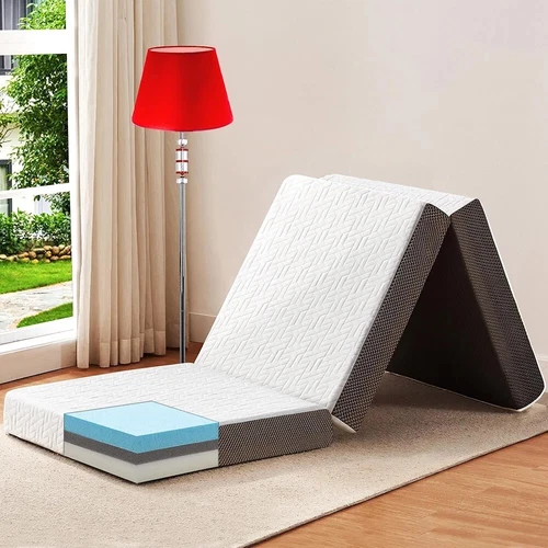 4 Inch Tri Folding Mattress Single Size Washable w/ Bag Foldable Memory Foam NEW