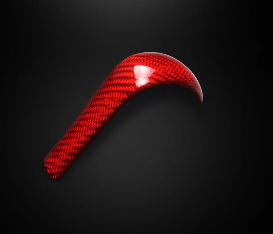 Cubierta de ajuste de cabeza de perilla de cambio de marchas de fibra de carbono roja para BMW E90 E91 E60 E61 E63 Foto 4 de 4