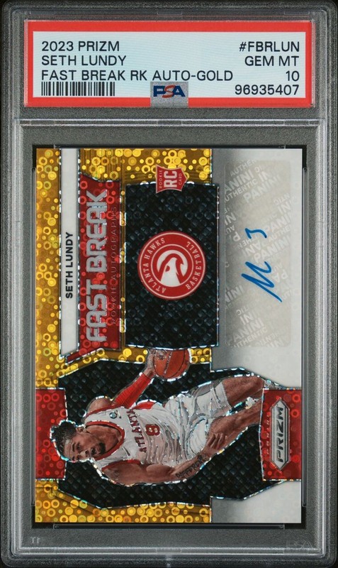 Seth Lundy - PSA 10 AUTO #d 6/10 - 2023 Prizm Fast Break Rookie Autograph - GOLD