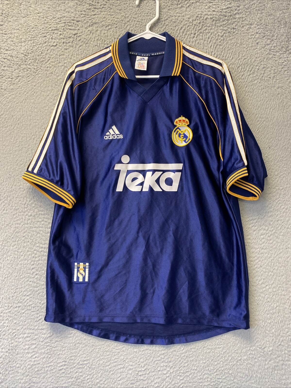 Vintage 1998 1999 Real Madrid Soccer Jersey Shirt Adidas Blue Men's M /57-64