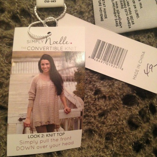 NWT Simply Noelle Convertible Knit Sweater Women's Large/XL (12-14) Cardigan/Top - Picture 4 of 9