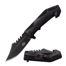 8.5" Master USA Spring Assisted BLACK COATED ABS HANDLE Pocket Knife