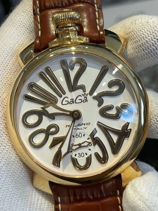 Watch GaGa Milano Italy Manuale 48 Swiss Made Meccanico White Dial  