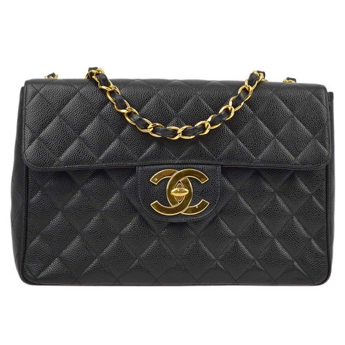 Chanel Black Calfskin Jumbo Classic Flap Bag 190975