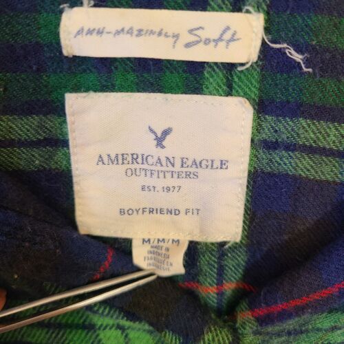 American Eagle Ahh Mazingly Soft Women's  Flannel Shirt Boyfriend Plaid Med - Picture 2 of 6