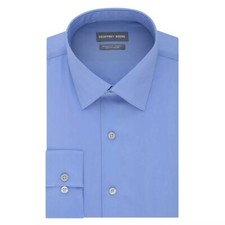 Geoffrey Beene 50 14-14.5/32-33 Regular-Fit Stretch Flex Blue Dress Shirt NEW