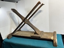 Primitive Antique/Vintage Handmade Table Iron Fold Stand Adjustable 2 Heights