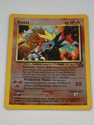 Pokemon 2001 Entei Black Star Promo #34 Reverse Holo Movie Card