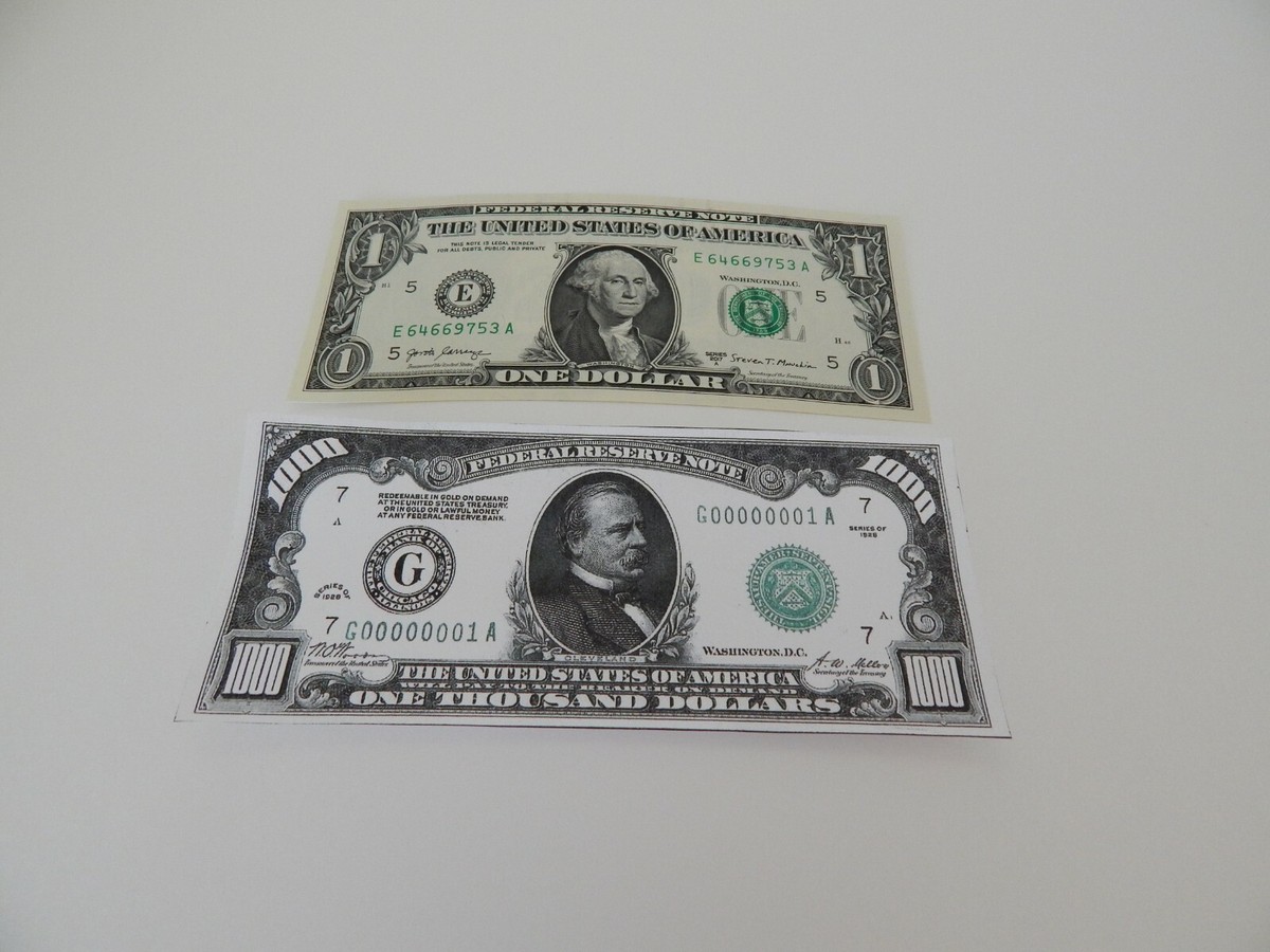 Reproduction U.S. $1,000 Dollar Bill Series 1928 money