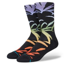 Stance Men's L 9-13 All Gender Casual Crew Socks Black Rainbow Palm Tree