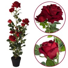 XXL Kunstpflanze ca. 95cm Rosen im Topf Deko künstliche Zimmerpflanze Pflanzen