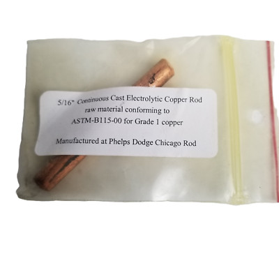 ASTM B115 Electrolytic Copper Rod 5/16 Inch Grade 1 Manufacturing Electronics