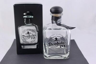 TEQUILA DON JULIO 70 EMPTY BOTTLE AND BOX   MINT