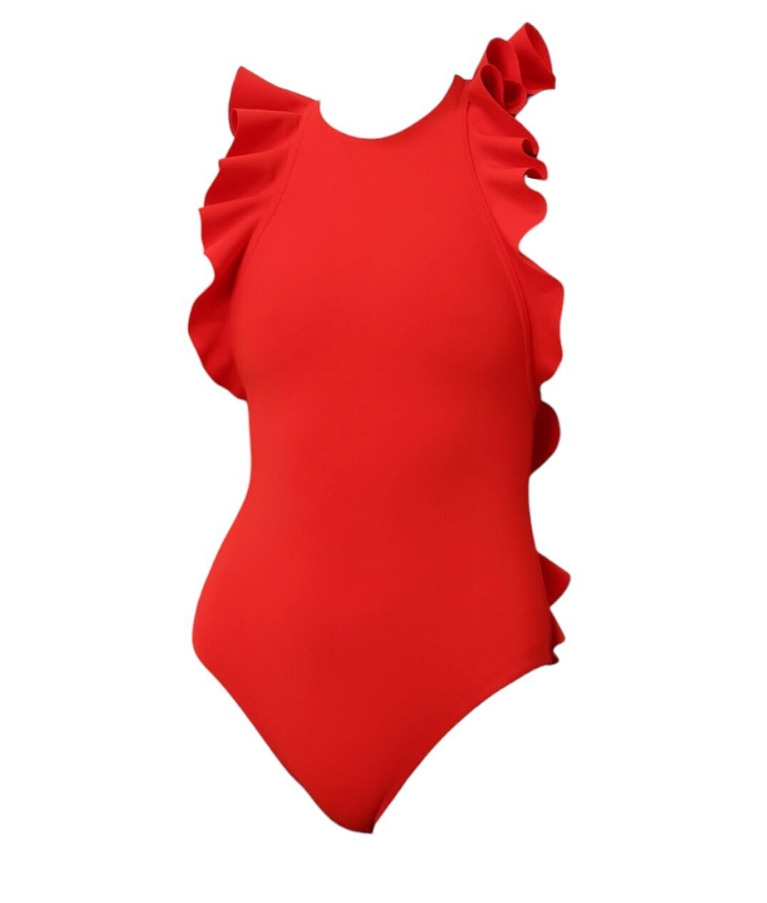 Zimmermann Ottie Racerback Frill One Piece | Red, Ruffles, Zipper Closure