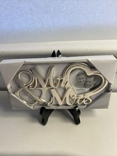 Mr  Mrs 1-Opening Matte Silver Diecast Cutout Frame with Glitter Accents