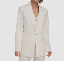 DKNY Women's Ivory Single-Button Long-Sleeve Blazer Jacket Size 2