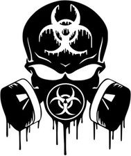 Scary Biohazard Skull gas Mask Vinyl Decal