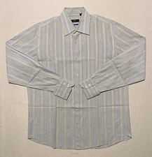 Hugo Boss Regular Fit Striped Long Sleeve Men Shirt 100% Cotton Size 16(L) 34/35