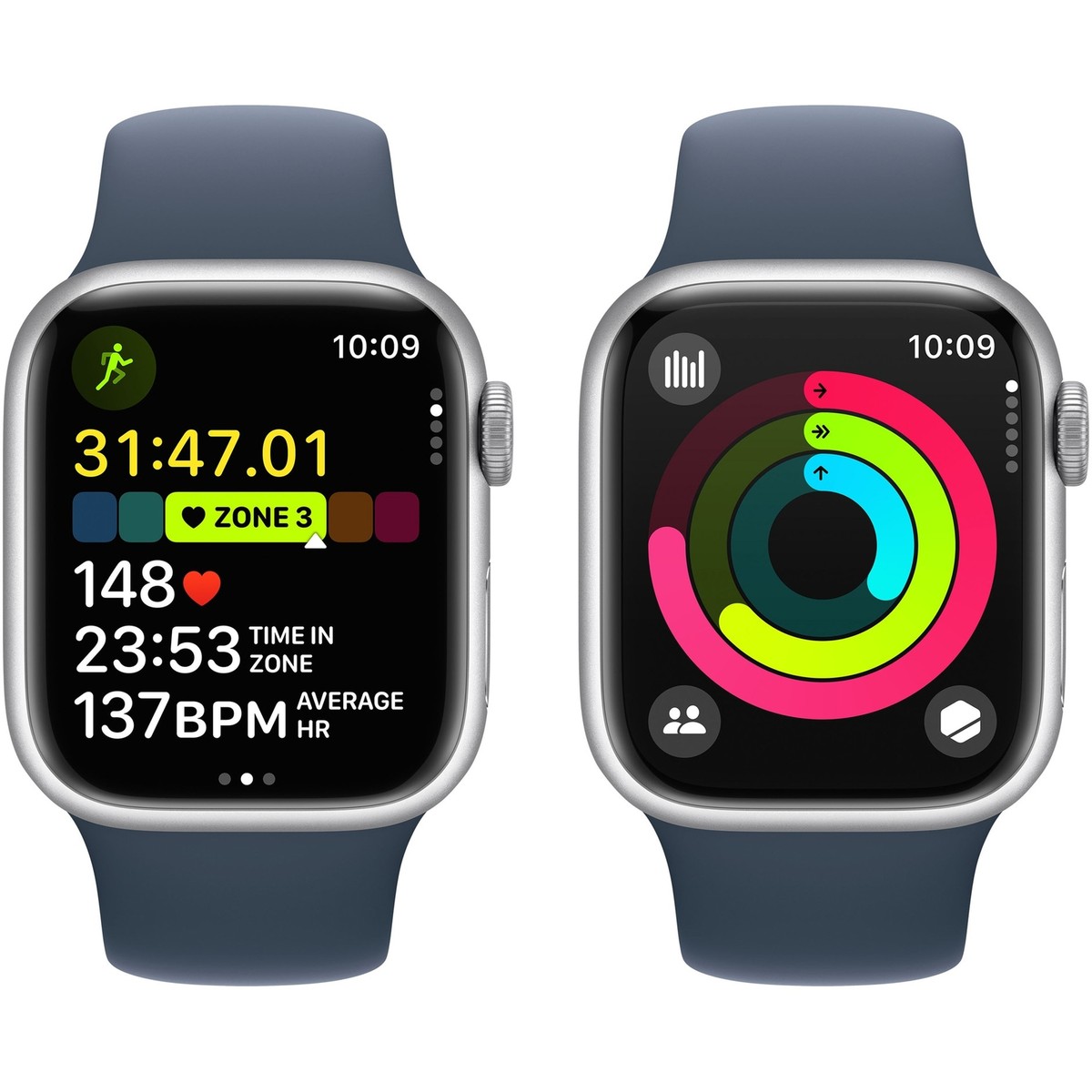 Apple Watch Series 9 45mm (GPS) Aluminum Silver with M/L Blue 