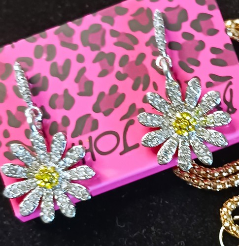 Pendientes Colgantes Betsey Johnson de Estrás Amarillo MARGARITA Brillante - Imagen 6 de 12