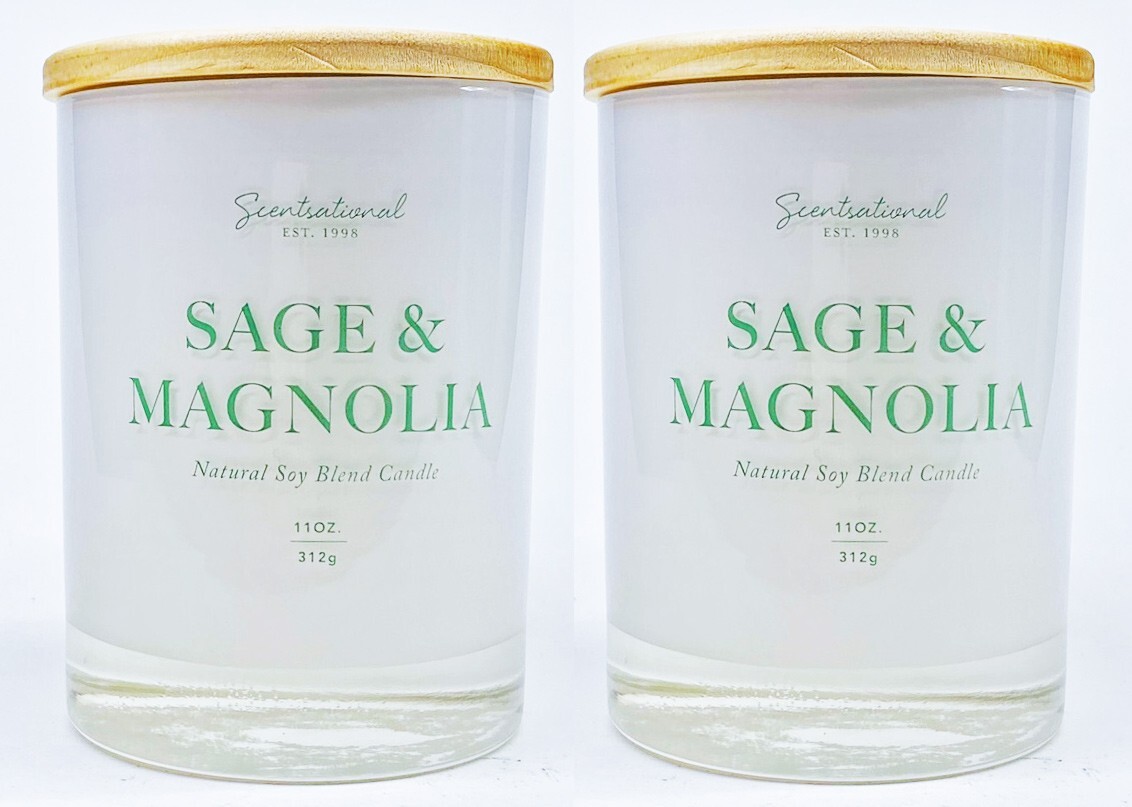 Scentsational SAGE MAGNOLIA Soy Blend Candle 11 oz