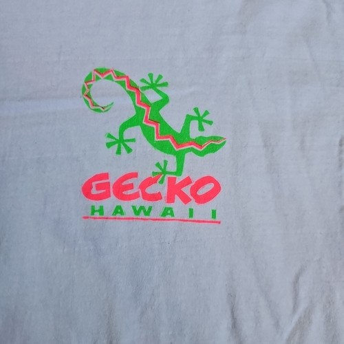 Gecko Hawaii Neon Color Size Large Single Stitch White Destination Short Sleeve - Picture 10 of 13