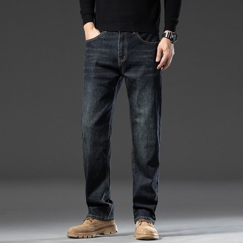 New Men's Retro Fashion Stretch Jeans Thick Pants Elastic Trousers Size 29-42 AU - Picture 9 of 18