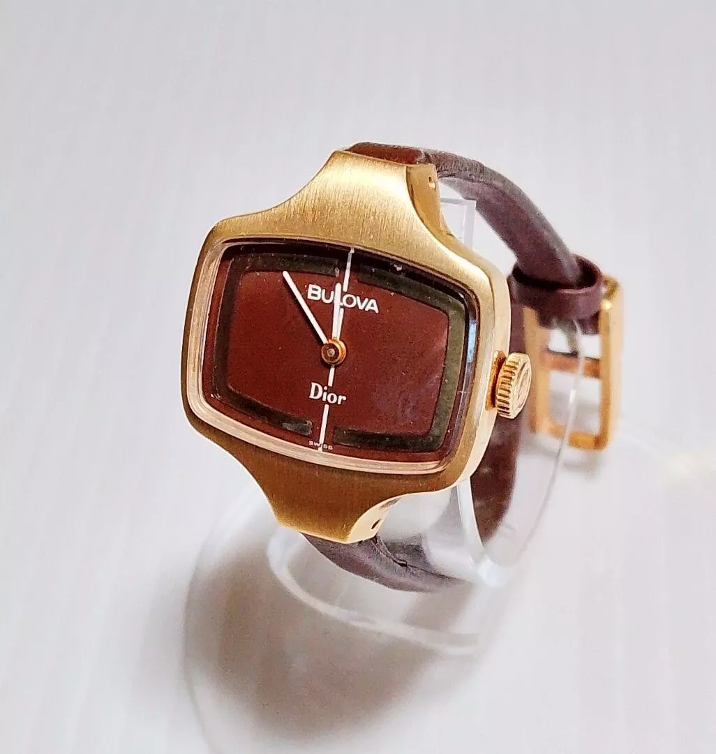 Montre Bulova Dior à remontage manuel marron vintage élégante occasion 202501M