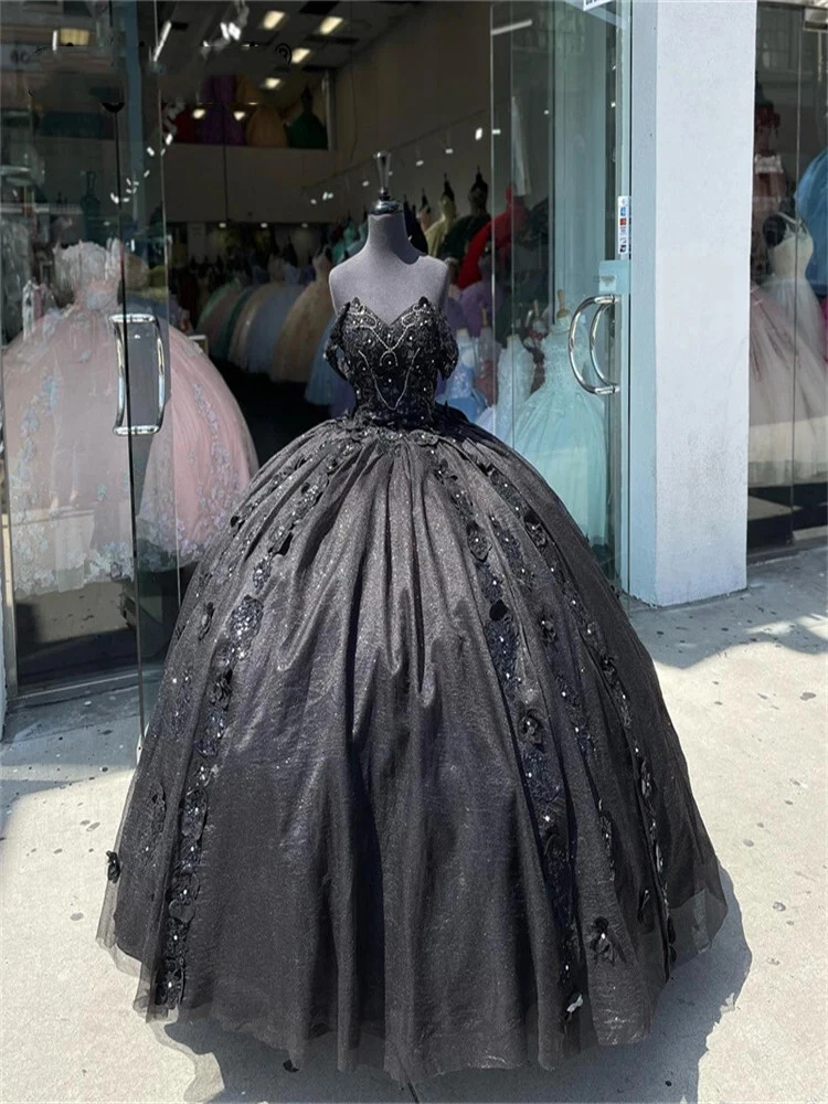 Vintage Jacquard Ball Gown Sweet 16 Dress Black Velvet, 60% OFF