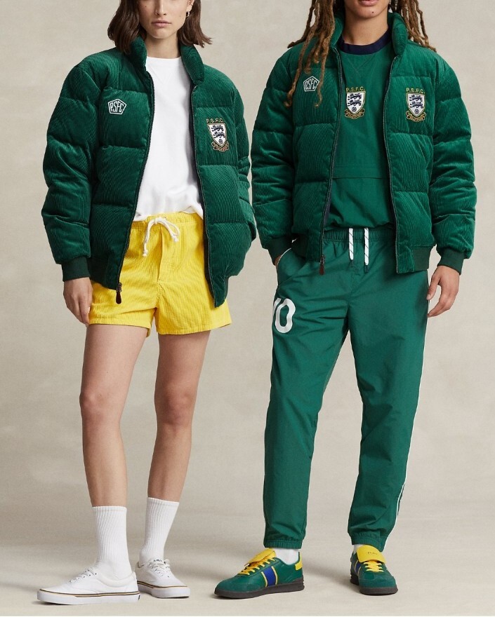 POLO RALPH LAUREN POLO SPORT CORDUROY DUCK DOWN FILL JACKET GREEN