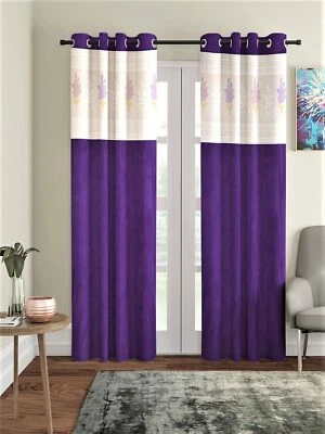 Nouveau Ensemble De Rideaux En Polyester À Oeillets De 2 Pièces - 7 Pieds Violet - Photo 1/4